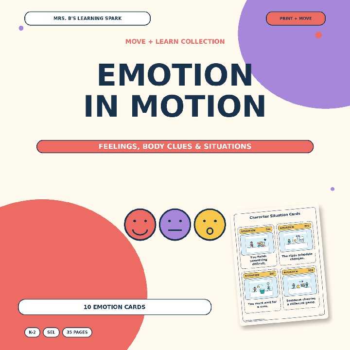 Cover preview for Feelings & Emotions SEL Game | Body Clues, Social Situations & Coping Skills K-2