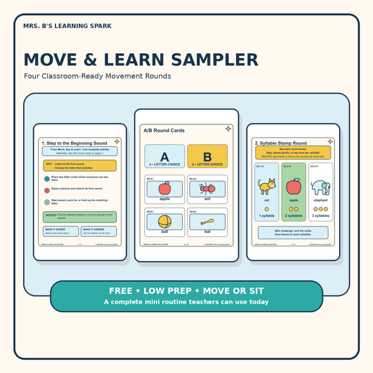 Cover preview for Free Movement Activities PreK-2 | Phonics, Rhyming, Syllables & Listening
