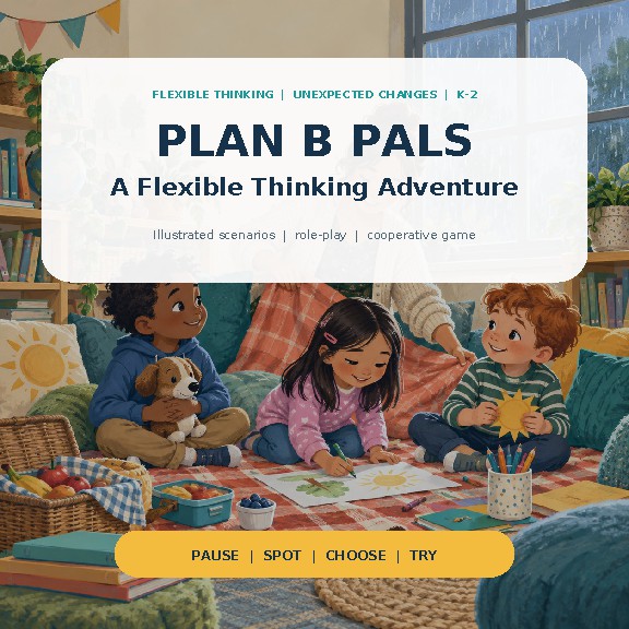 Cover preview for Flexible Thinking Activities & Unexpected Changes SEL Game K-2 | Plan B Pals