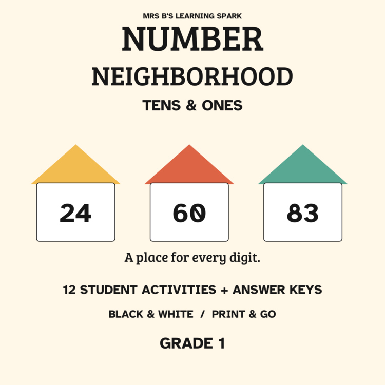 Cover preview for Tens and Ones Place Value Worksheets Grade 1 | Number Neighborhood