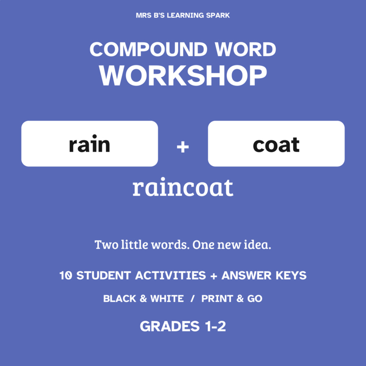 Cover preview for Compound Words Worksheets & Matching Center Grades 1-2 | Word Workshop