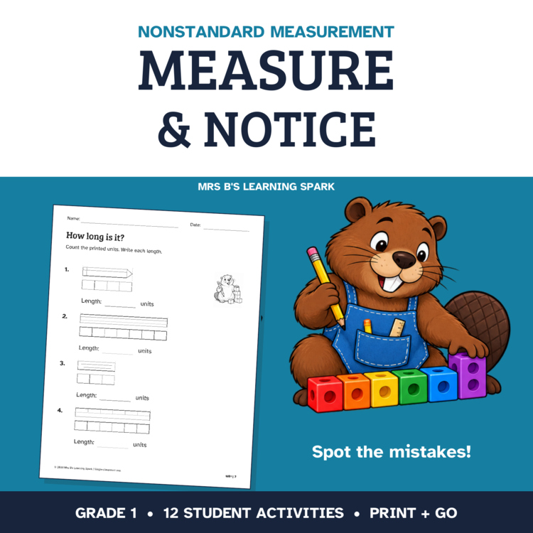 Cover preview for Nonstandard Measurement Worksheets Grade 1 | Length & Measurement Mistakes