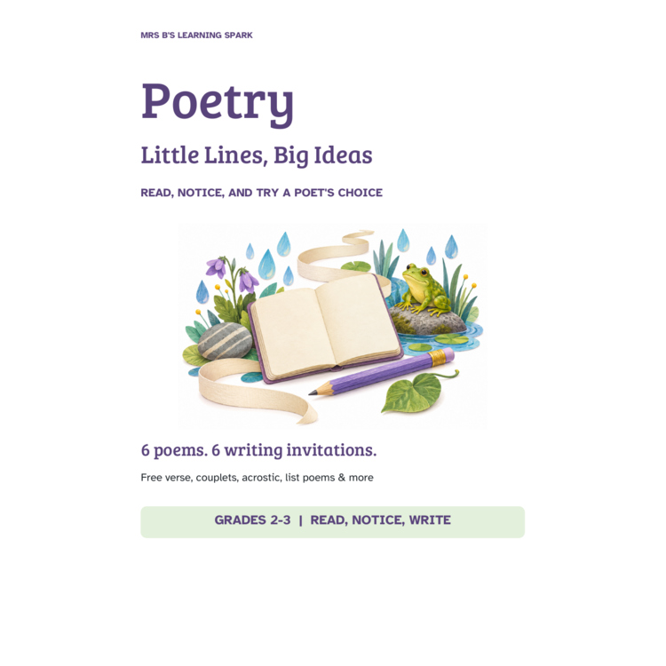 Cover preview for Poetry Reading Comprehension & Writing Grades 2-3 | 6 Original Poems